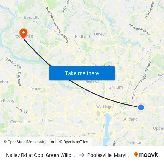 Nalley Rd at Opp. Green Willow Ct to Poolesville, Maryland map