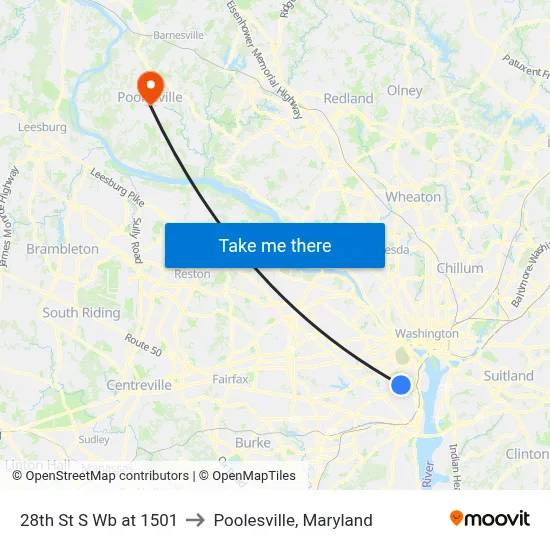 28th St S Wb at 1501 to Poolesville, Maryland map