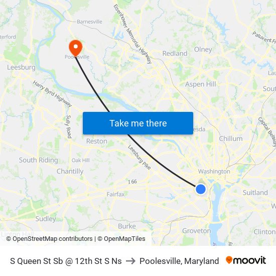 S Queen St Sb @ 12th St S Ns to Poolesville, Maryland map