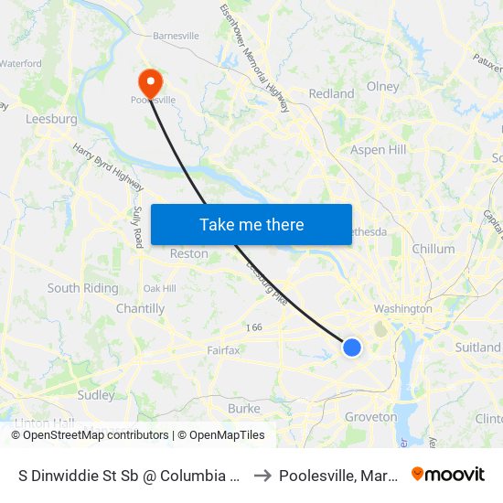 S Dinwiddie St Sb @ Columbia Pike Ns to Poolesville, Maryland map