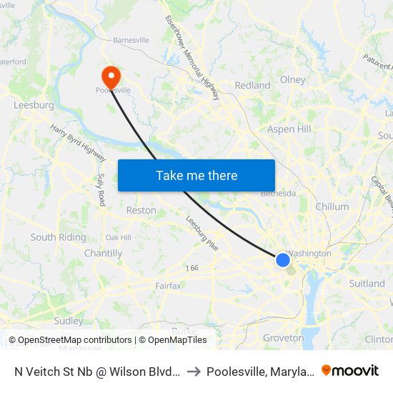 N Veitch St Nb @ Wilson Blvd FS to Poolesville, Maryland map