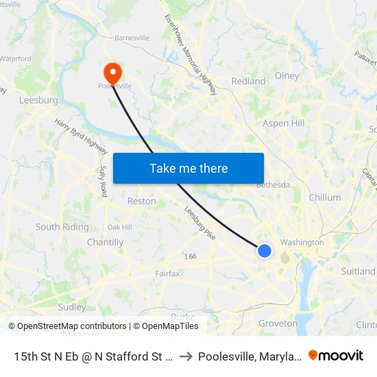 15th St N Eb @ N Stafford St Ns to Poolesville, Maryland map