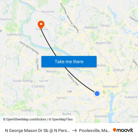 N George Mason Dr Sb @ N Pershing Dr Ns to Poolesville, Maryland map