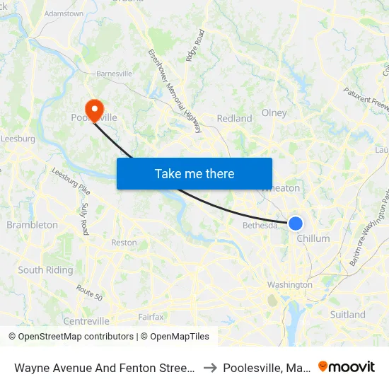 Wayne Avenue And Fenton Street (Inbound) to Poolesville, Maryland map
