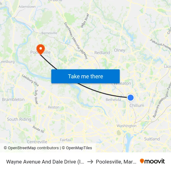 Wayne Avenue And Dale Drive (Inbound) to Poolesville, Maryland map