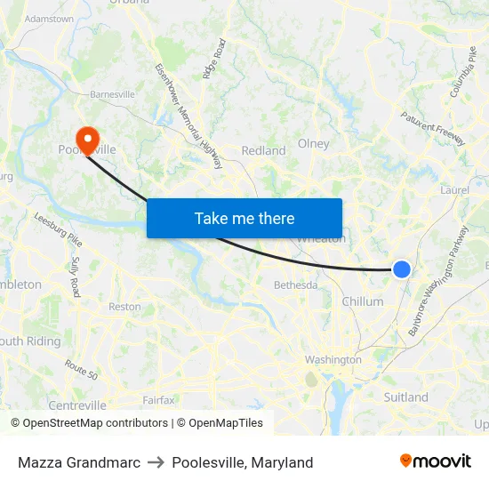 Mazza Grandmarc to Poolesville, Maryland map
