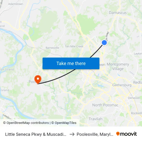 Little Seneca Pkwy & Muscadine Dr to Poolesville, Maryland map