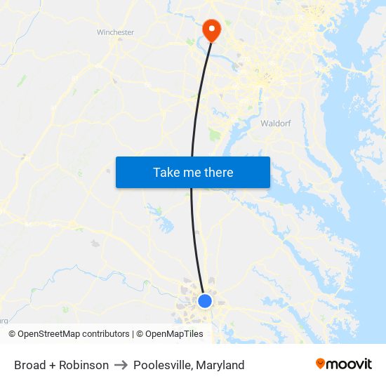 Broad + Robinson to Poolesville, Maryland map