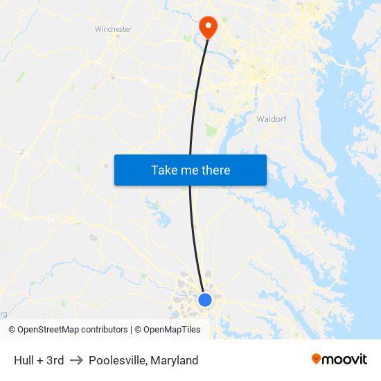Hull + 3rd to Poolesville, Maryland map