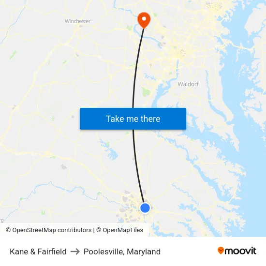 Kane & Fairfield to Poolesville, Maryland map