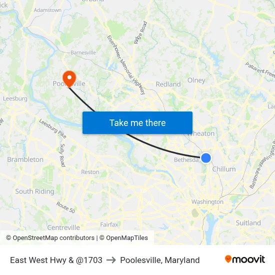 East West Hwy & @1703 to Poolesville, Maryland map