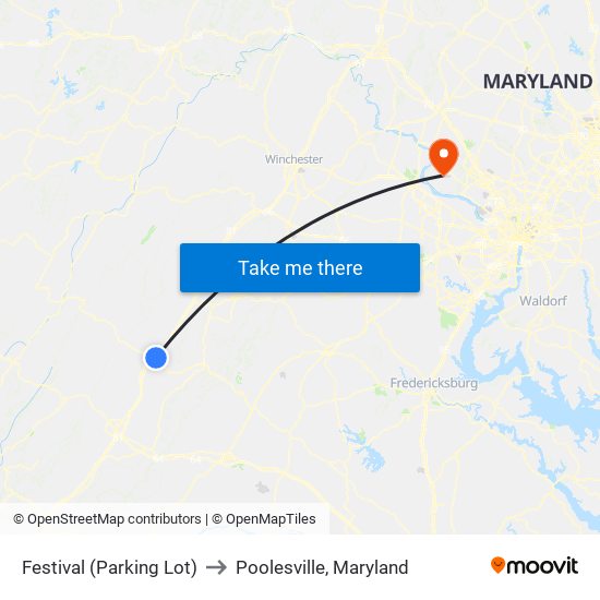 Festival (Parking Lot) to Poolesville, Maryland map