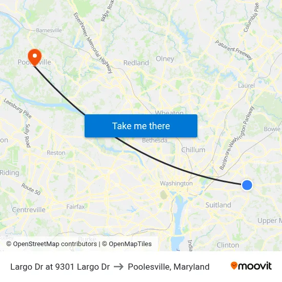 Largo Dr at 9301 Largo Dr to Poolesville, Maryland map