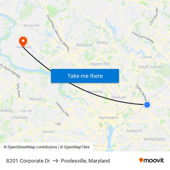 8201 Corporate Dr to Poolesville, Maryland map