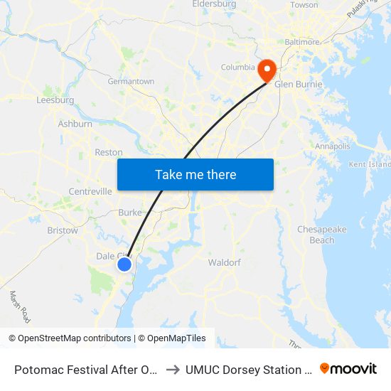 Potomac Festival After Omniride to UMUC Dorsey Station Center map