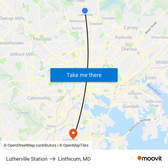 Lutherville Station to Linthicum, MD map