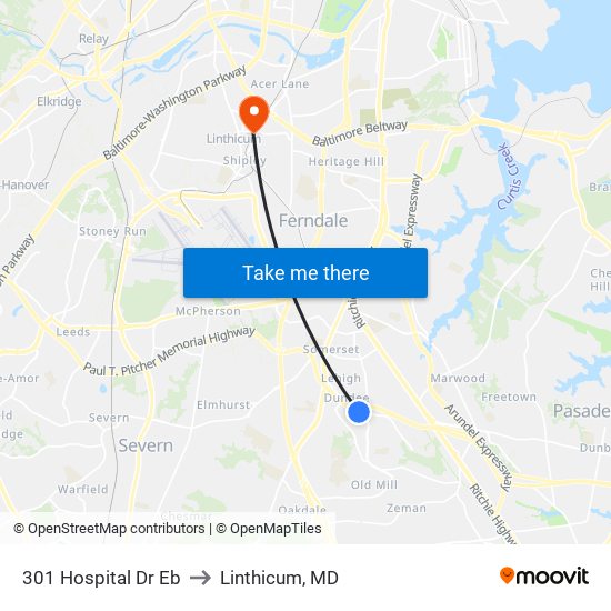 301 Hospital Dr Eb to Linthicum, MD map