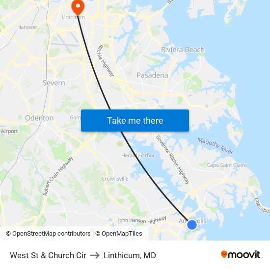 West St & Church Cir to Linthicum, MD map