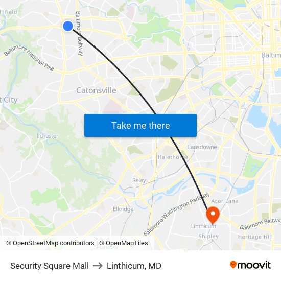Security Square Mall to Linthicum, MD map
