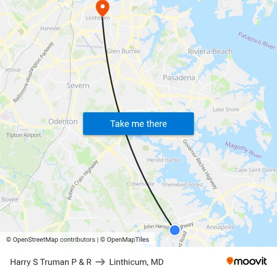 Harry S Truman P & R to Linthicum, MD map