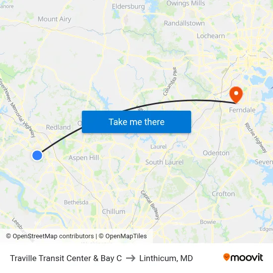 Traville Transit Center & Bay C to Linthicum, MD map
