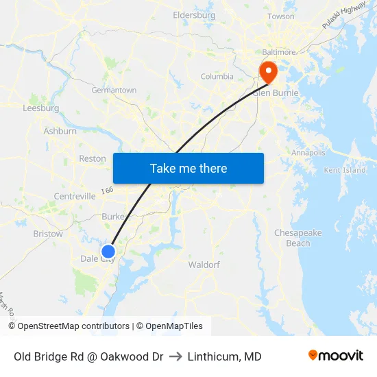 Old Bridge Rd @ Oakwood Dr to Linthicum, MD map