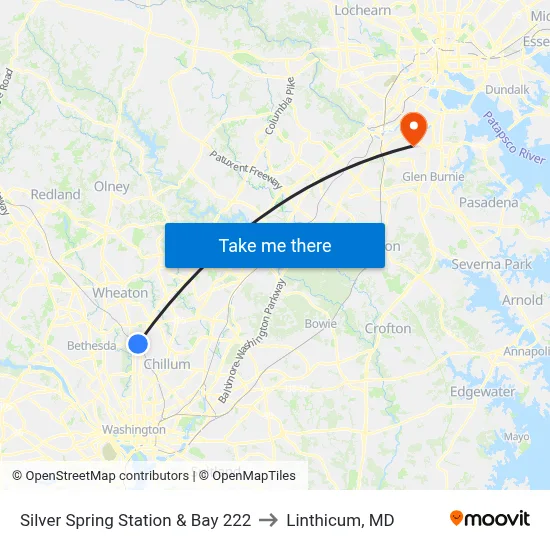 Silver Spring Station & Bay 222 to Linthicum, MD map
