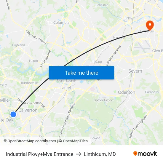 Industrial Pkwy+Mva Entrance to Linthicum, MD map