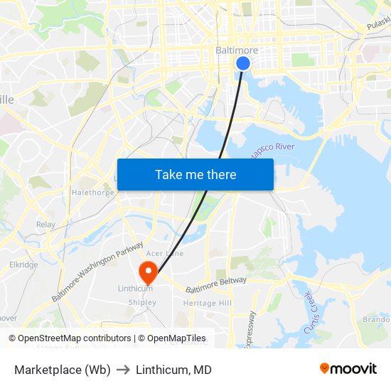 Marketplace (Wb) to Linthicum, MD map