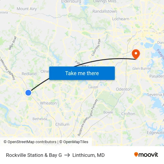 Rockville Station & Bay G to Linthicum, MD map