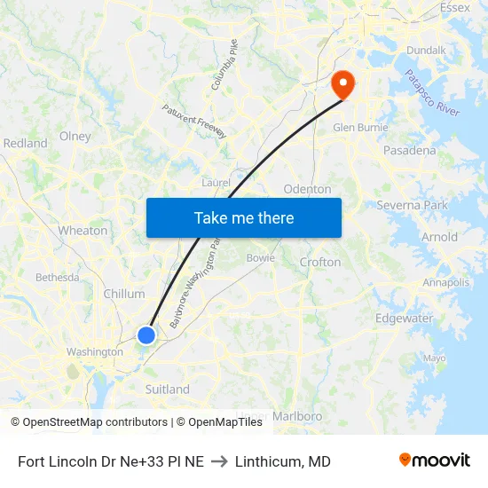Fort Lincoln Dr Ne+33 Pl NE to Linthicum, MD map