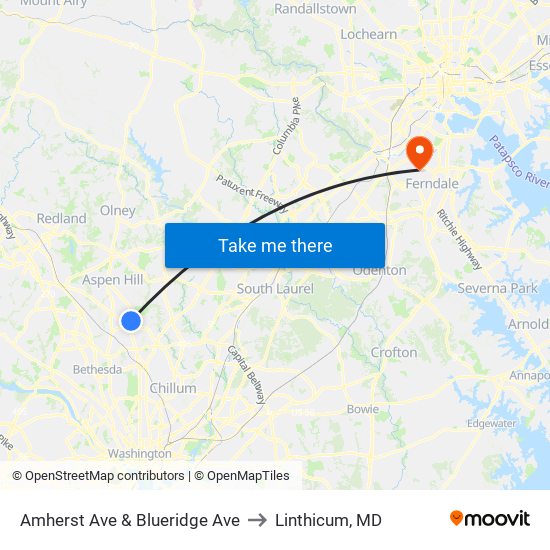 Amherst Ave & Blueridge Ave to Linthicum, MD map