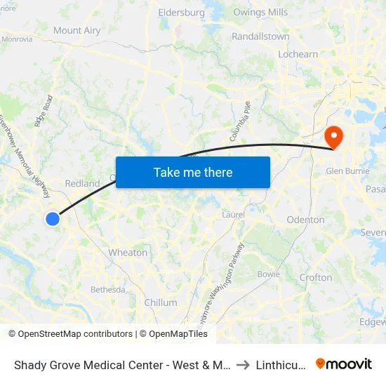 Shady Grove Medical Center - West & Medical Center Way to Linthicum, MD map
