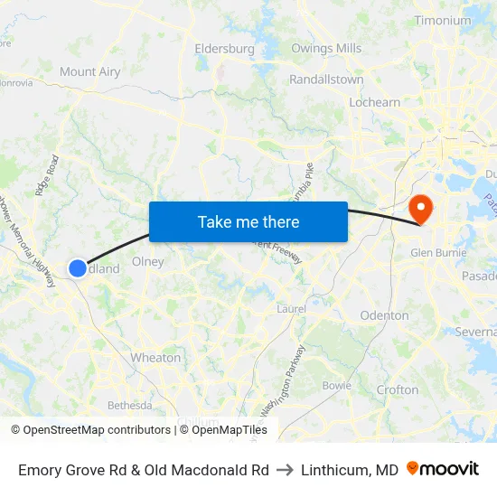 Emory Grove Rd & Old Macdonald Rd to Linthicum, MD map