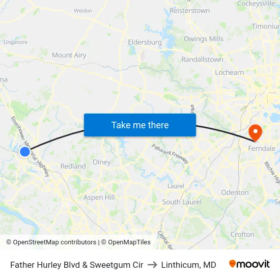 Father Hurley Blvd & Sweetgum Cir to Linthicum, MD map