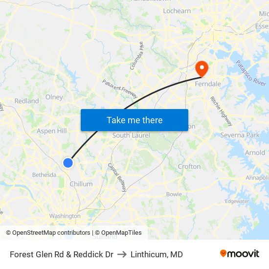 Forest Glen Rd & Reddick Dr to Linthicum, MD map