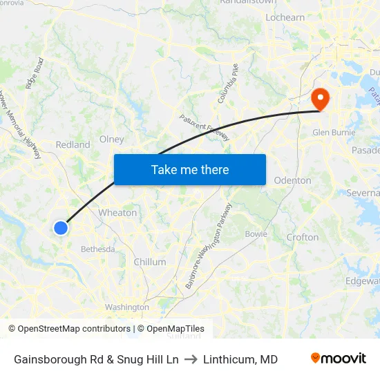 Gainsborough Rd & Snug Hill Ln to Linthicum, MD map