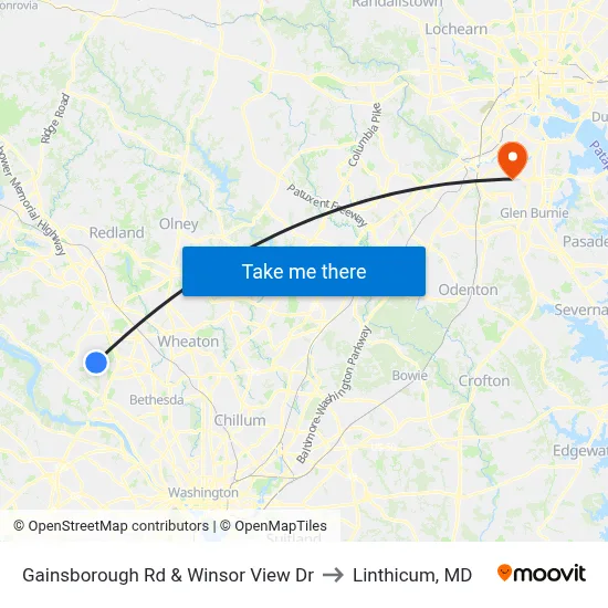 Gainsborough Rd & Winsor View Dr to Linthicum, MD map