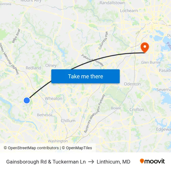 Gainsborough Rd & Tuckerman Ln to Linthicum, MD map