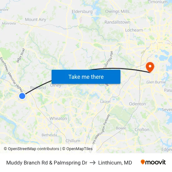 Muddy Branch Rd & Palmspring Dr to Linthicum, MD map