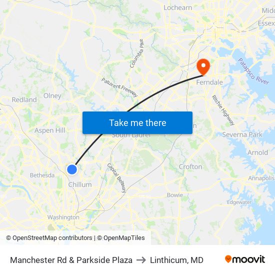 Manchester Rd & Parkside Plaza to Linthicum, MD map