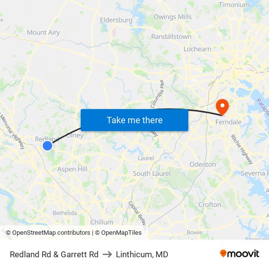 Redland Rd & Garrett Rd to Linthicum, MD map