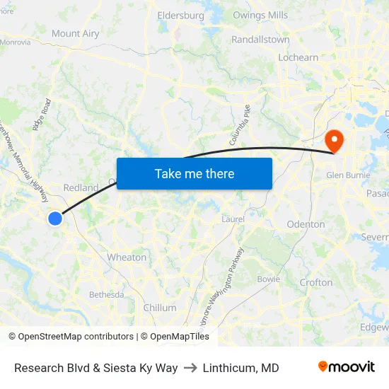 Research Blvd & Siesta Ky Way to Linthicum, MD map