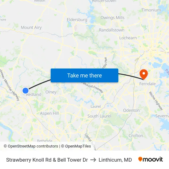 Strawberry Knoll Rd & Bell Tower Dr to Linthicum, MD map