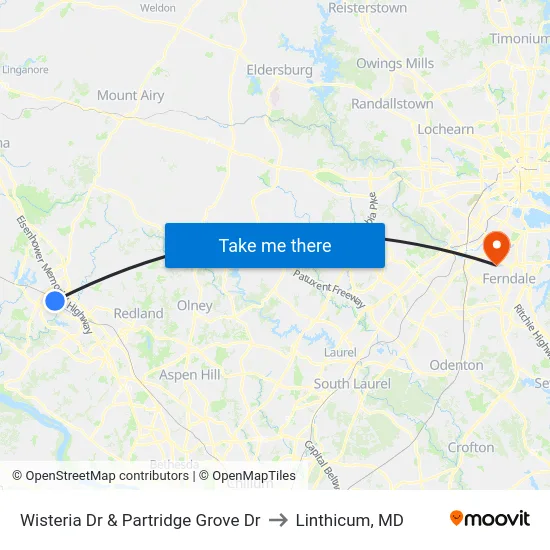 Wisteria Dr & Partridge Grove Dr to Linthicum, MD map