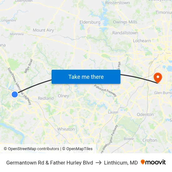 Germantown Rd & Father Hurley Blvd to Linthicum, MD map