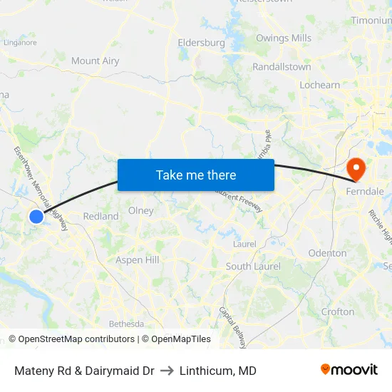 Mateny Rd & Dairymaid Dr to Linthicum, MD map