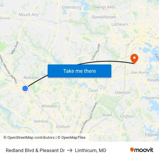 Redland Blvd & Pleasant Dr to Linthicum, MD map