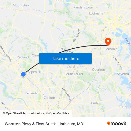 Wootton Pkwy & Fleet St to Linthicum, MD map