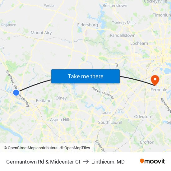 Germantown Rd & Midcenter Ct to Linthicum, MD map